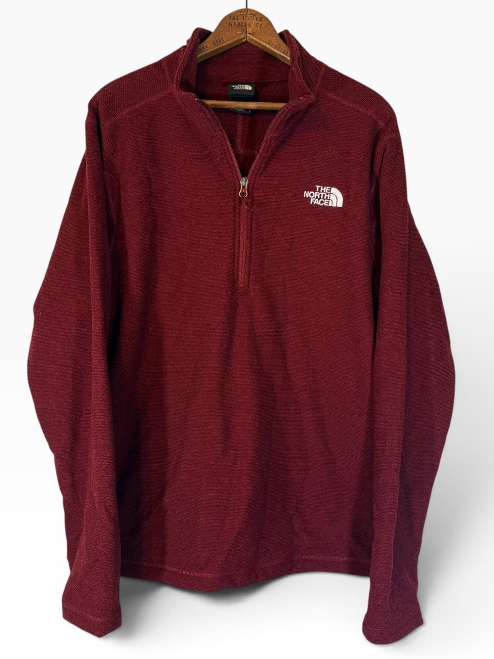 The North Face Cap Rock Maroon 1/4 Zip Waffle Knit Fleece Pullover L